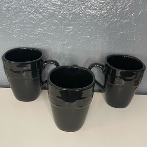 Longaberger Basket Black Woven Traditions Updated Soft Square Mug Set of 3